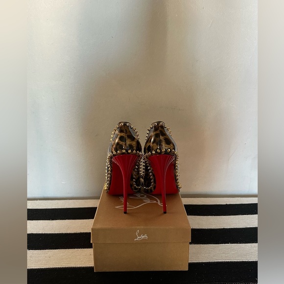 Christian Louboutin Leopard Print Heels with Gold Spikes - Picture 3 of 4